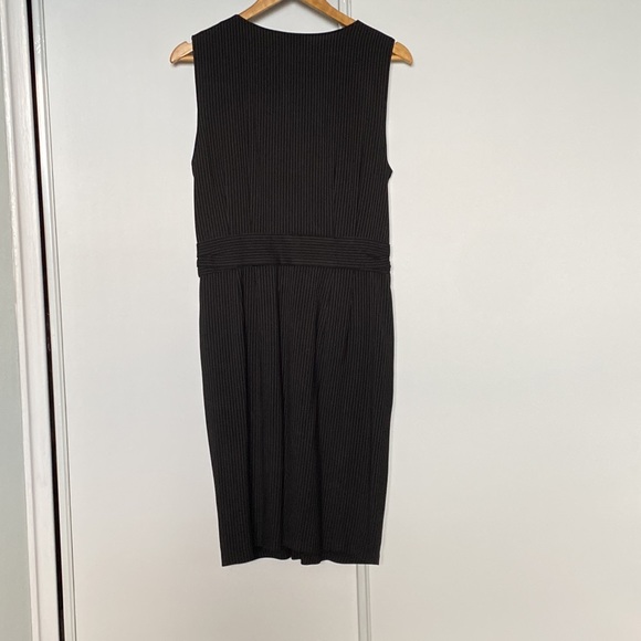 DKNYC Pinstripe cinched waist with deep v neck and pockets - Picture 5 of 5